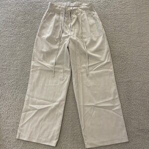 Liter Korea Wide Leg Pleated Trouser Women M 27x27 Gray Elastic Waist Crepe